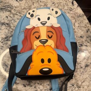 Disney Blue and Black Backpack with Cartoon Characters